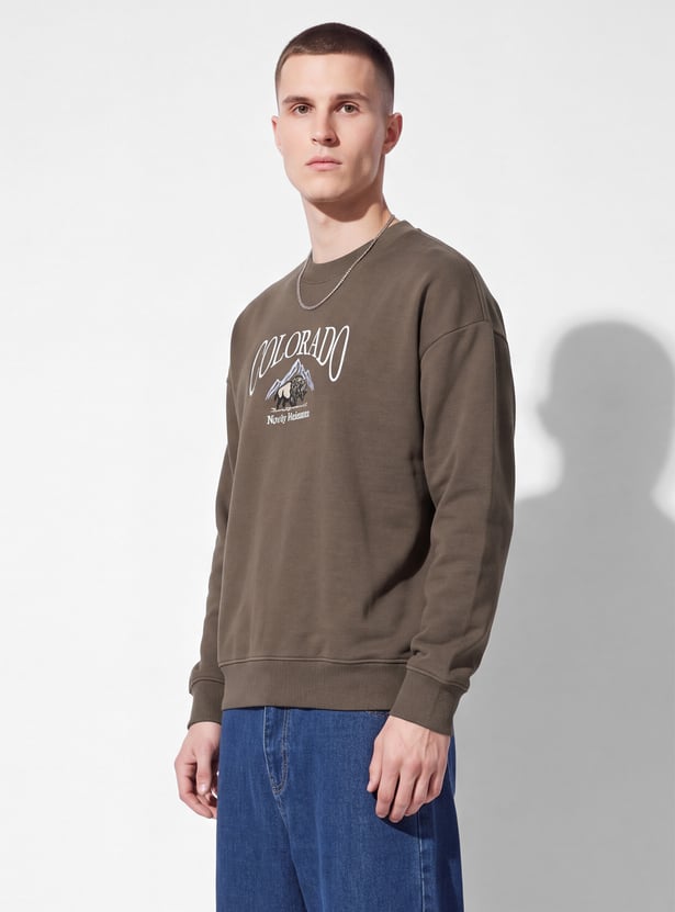 URB_N Men Embroidered Pullover Sweatshirt