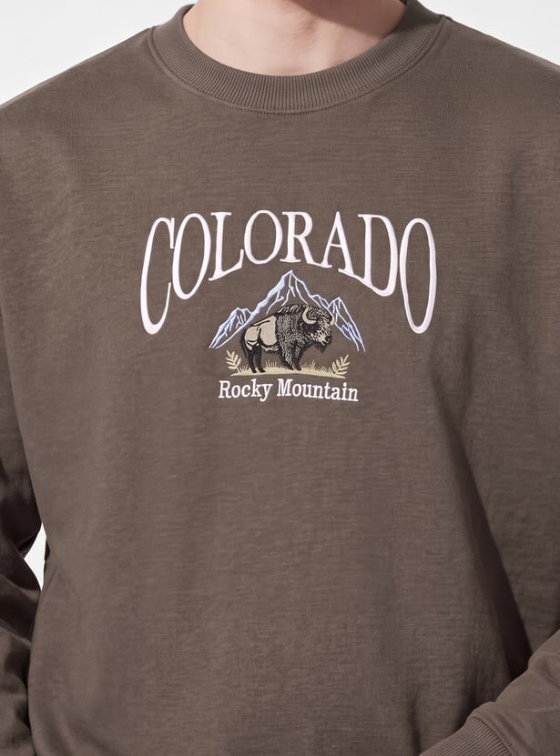 URB_N Men Embroidered Pullover Sweatshirt