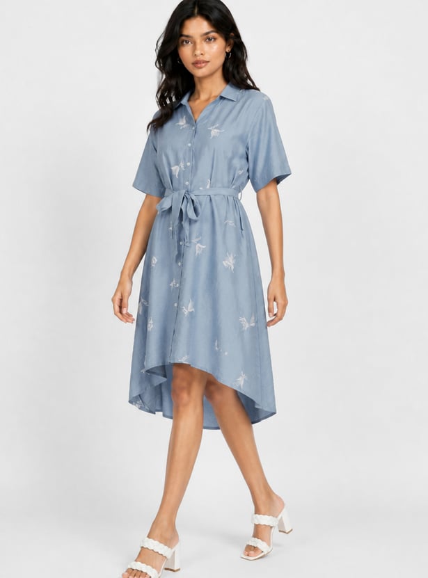 Women Embroidered Shirt Dress