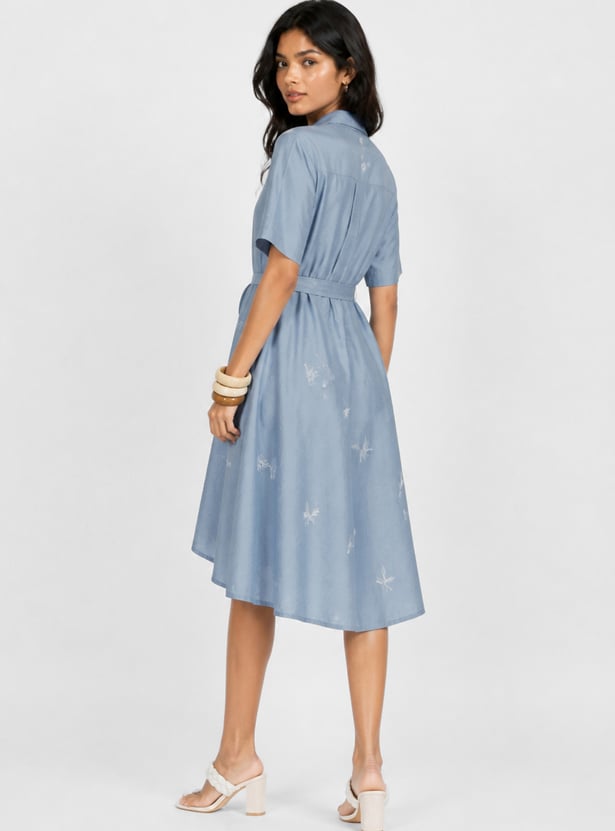 Women Embroidered Shirt Dress