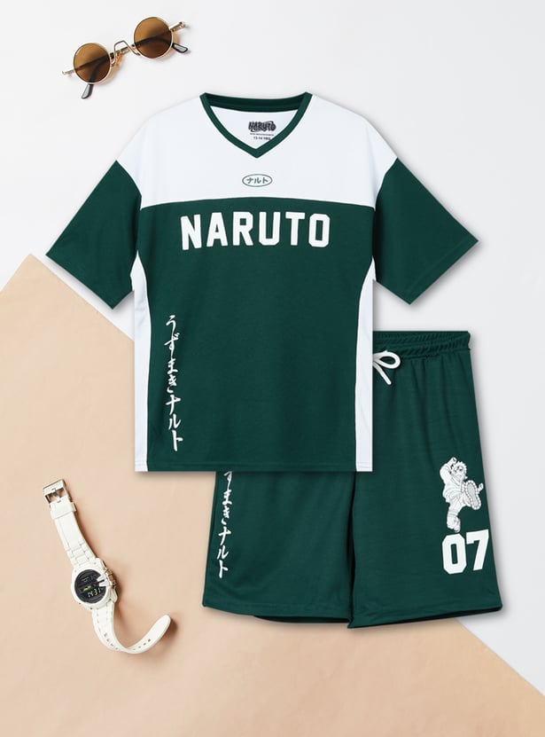 Boys Naruto Printed Shorts Set