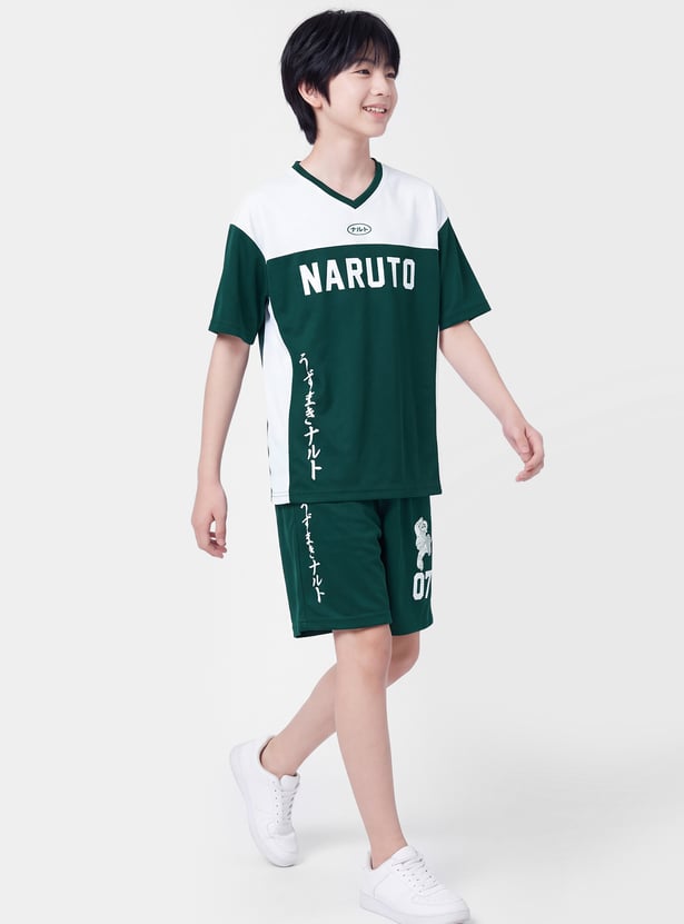 Boys Naruto Printed Shorts Set