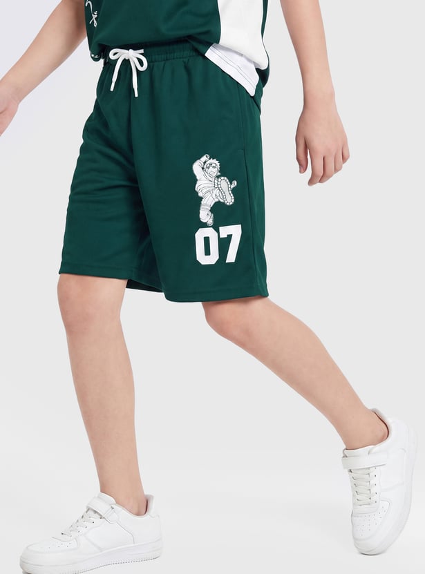 Boys Naruto Printed Shorts Set