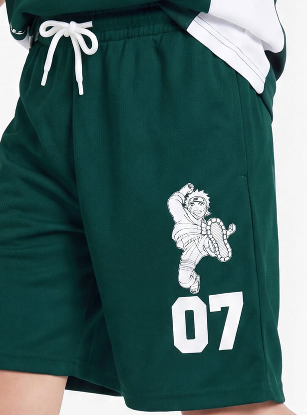 Boys Naruto Printed Shorts Set