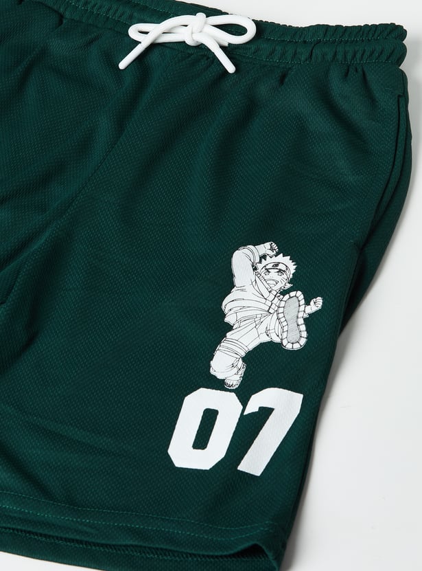 Boys Naruto Printed Shorts Set