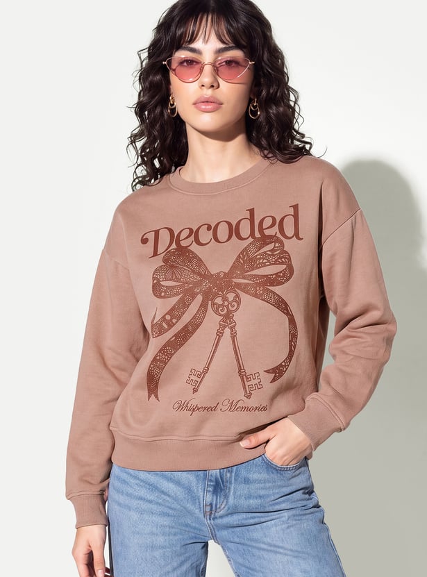 URB_N Women Printed Drop-Shoulder Sweatshirt