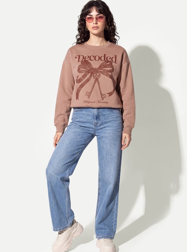 URB_N Women Printed Drop-Shoulder Sweatshirt