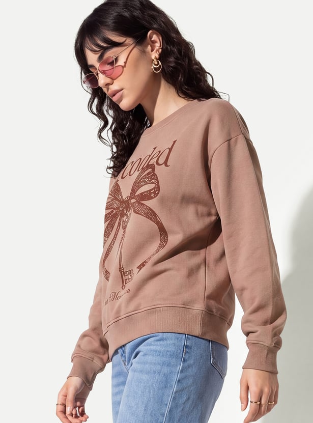 URB_N Women Printed Drop-Shoulder Sweatshirt