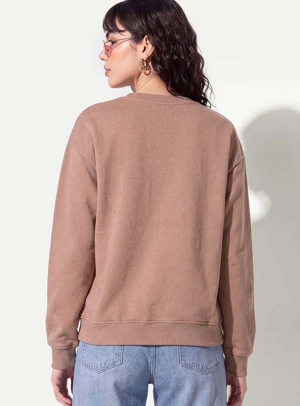 URB_N Women Printed Drop-Shoulder Sweatshirt