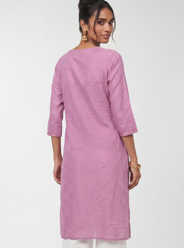Women Embroidered Straight Kurta
