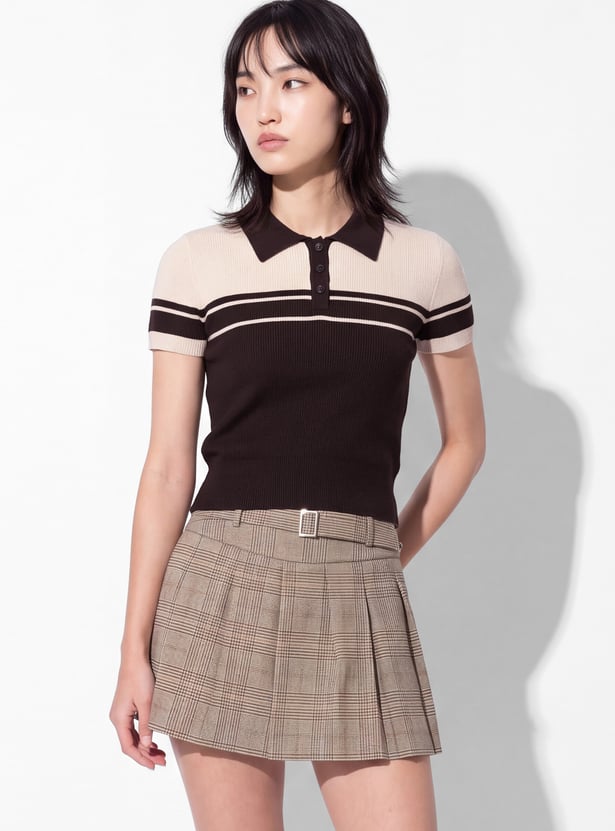 URB_N Women Striped Polo T-shirt
