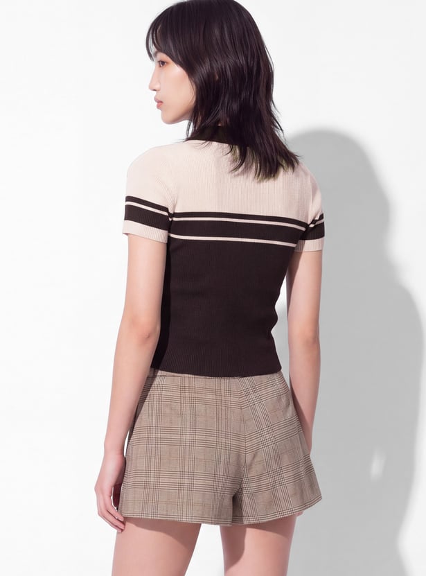 URB_N Women Striped Polo T-shirt