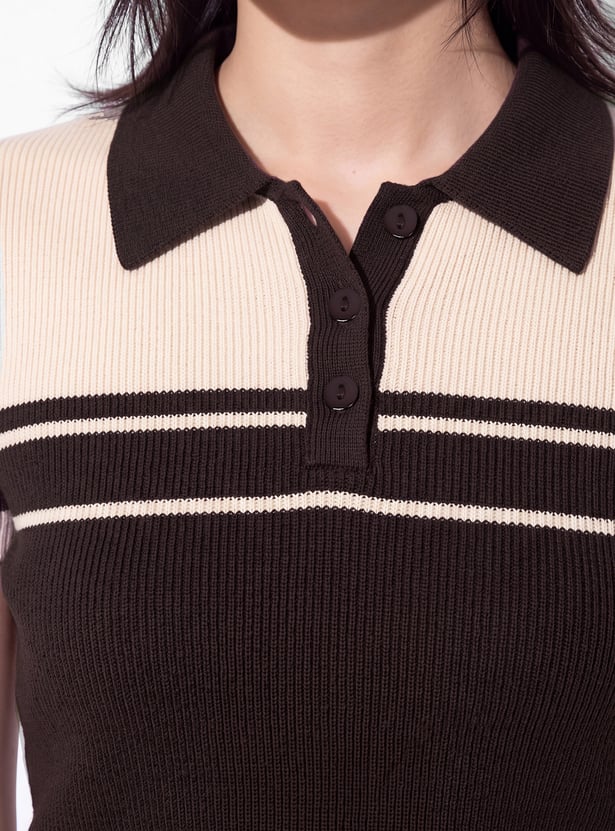 URB_N Women Striped Polo T-shirt