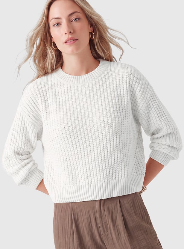 Women Drop Shoulder Knit Sweater