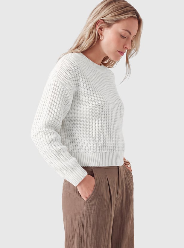 Women Drop Shoulder Knit Sweater