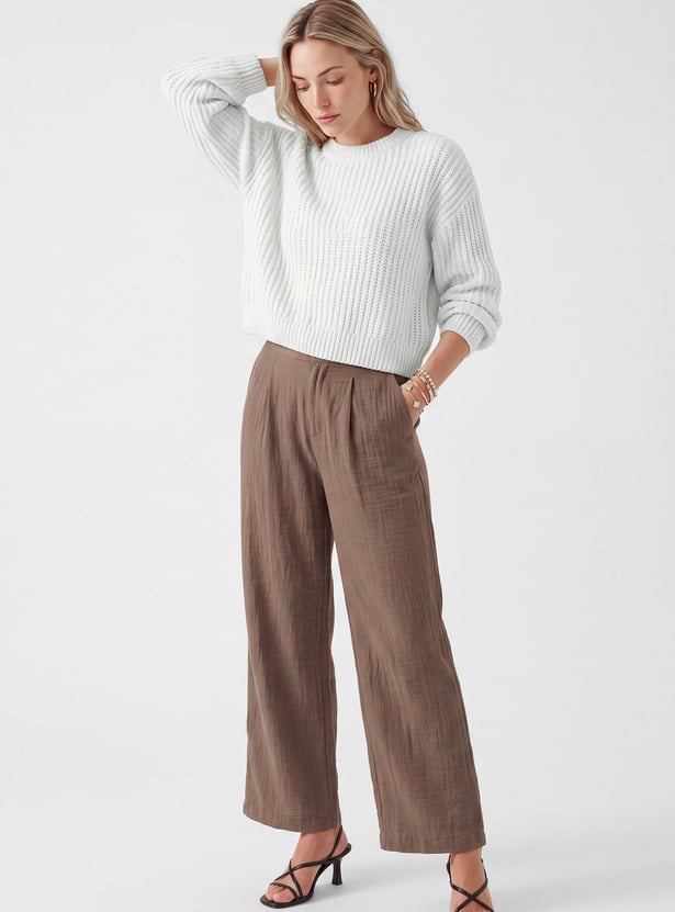 Women Drop Shoulder Knit Sweater
