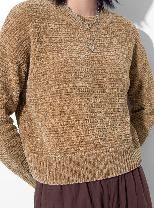 URB_N Women Textured Crop Sweater