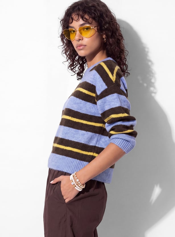 URB_N Women Striped Sweater