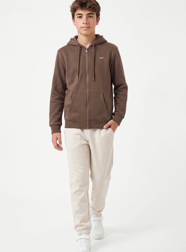 Boys Solid Zipper Hoodie