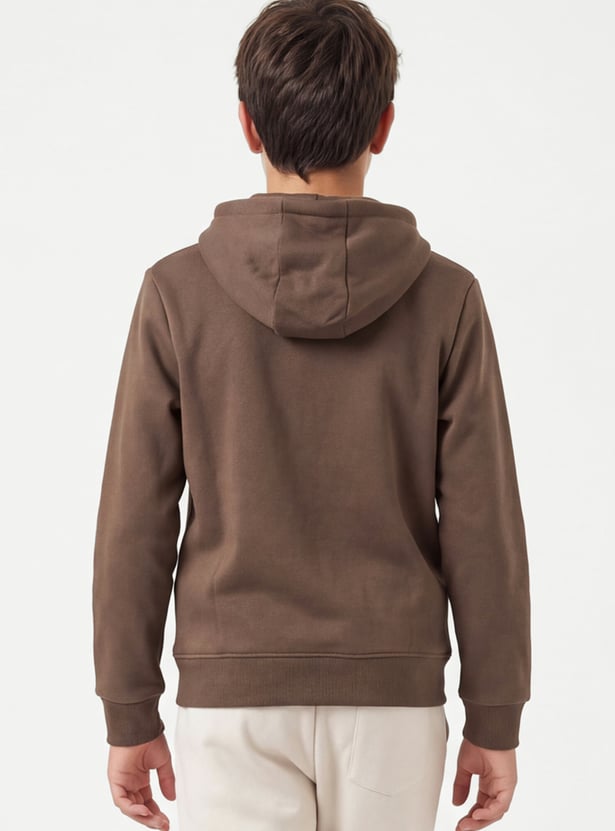 Boys Solid Zipper Hoodie
