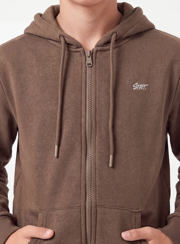 Boys Solid Zipper Hoodie