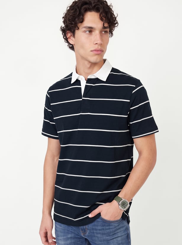 Men Striped Regular Fit Polo T-shirt