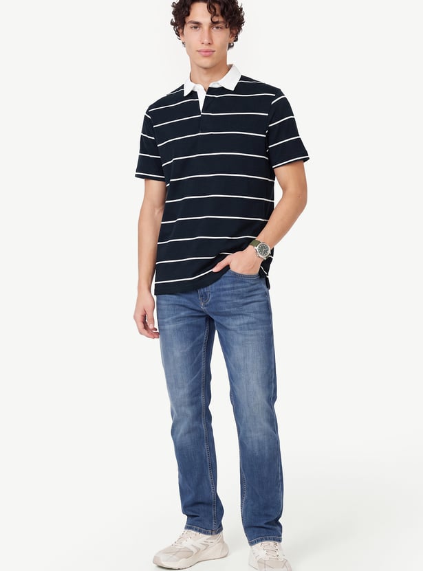 Men Striped Regular Fit Polo T-shirt