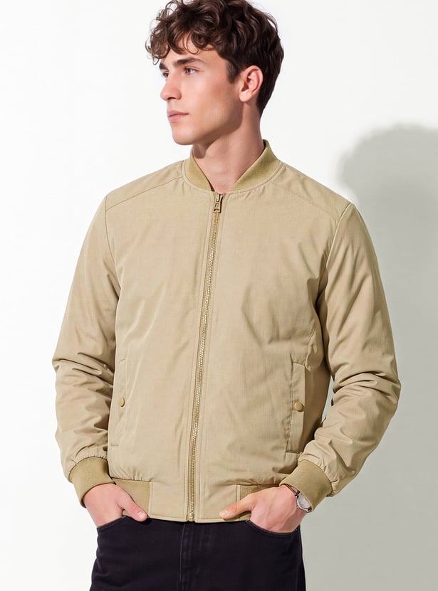 URB_N Men Solid Bomber Jacket