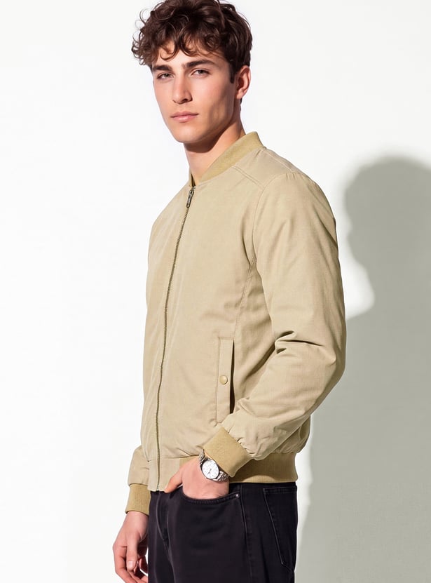 URB_N Men Solid Bomber Jacket