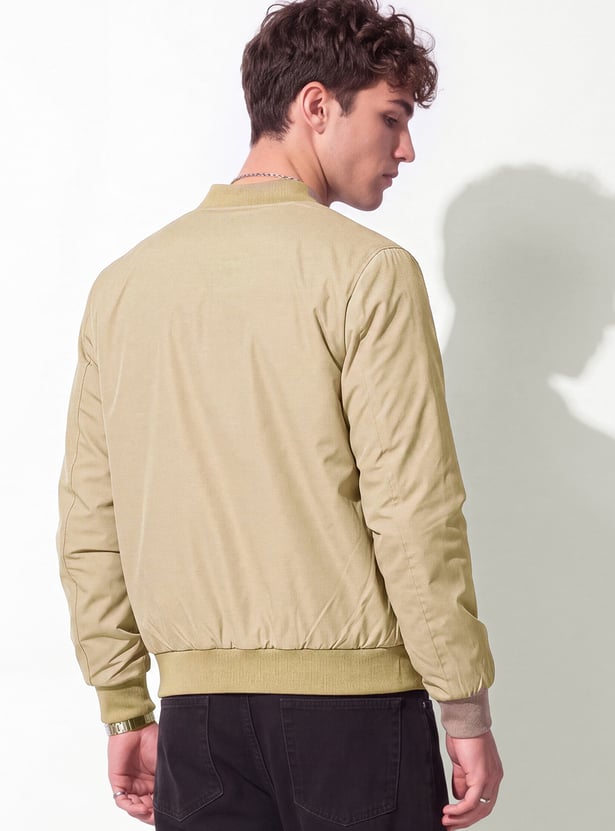 URB_N Men Solid Bomber Jacket