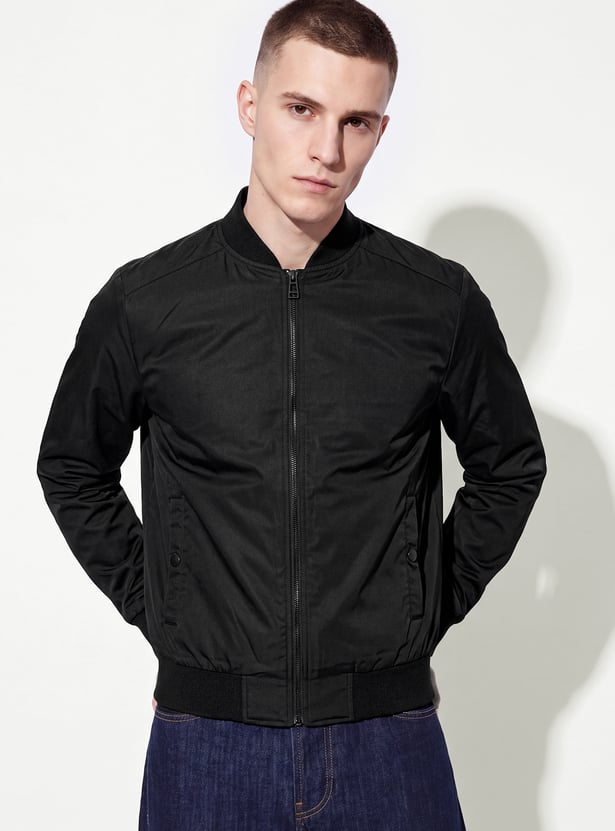URB_N Men Solid Bomber Jacket