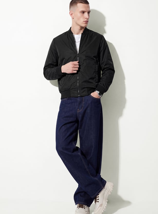 URB_N Men Solid Bomber Jacket