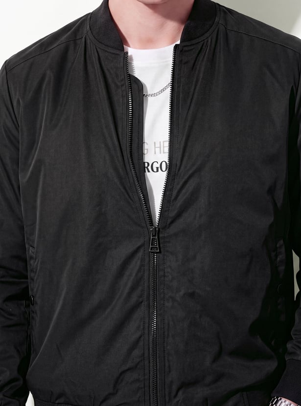 URB_N Men Solid Bomber Jacket