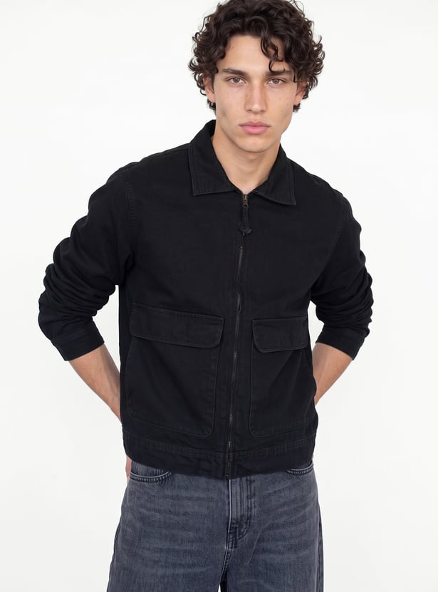 Men Solid Denim Jacket