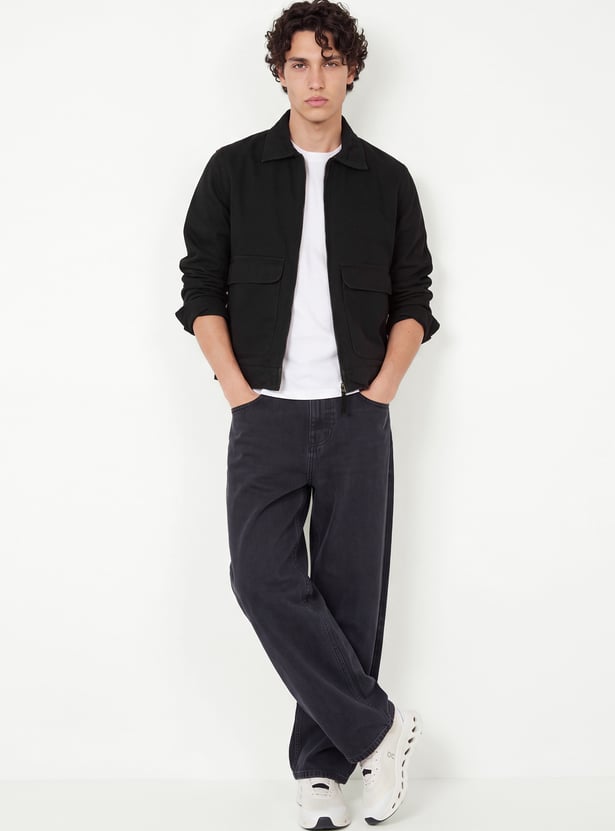 Men Solid Denim Jacket