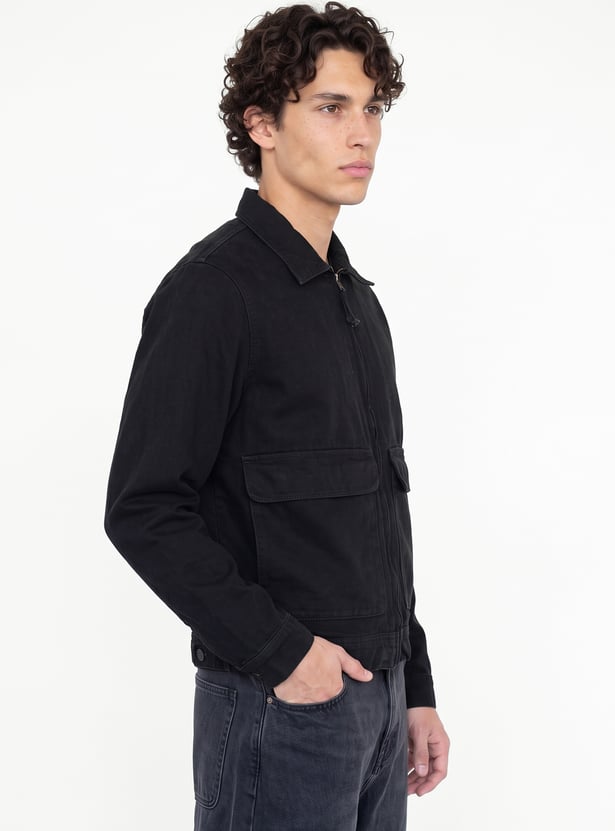 Men Solid Denim Jacket