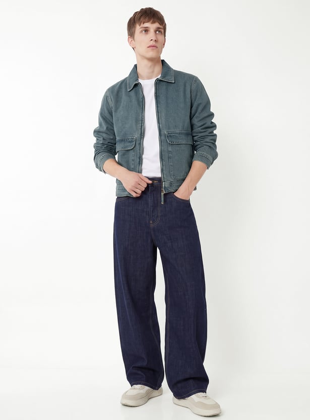 Men Solid Denim Jacket