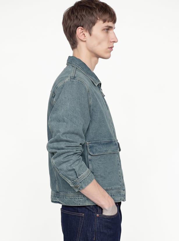 Men Solid Denim Jacket