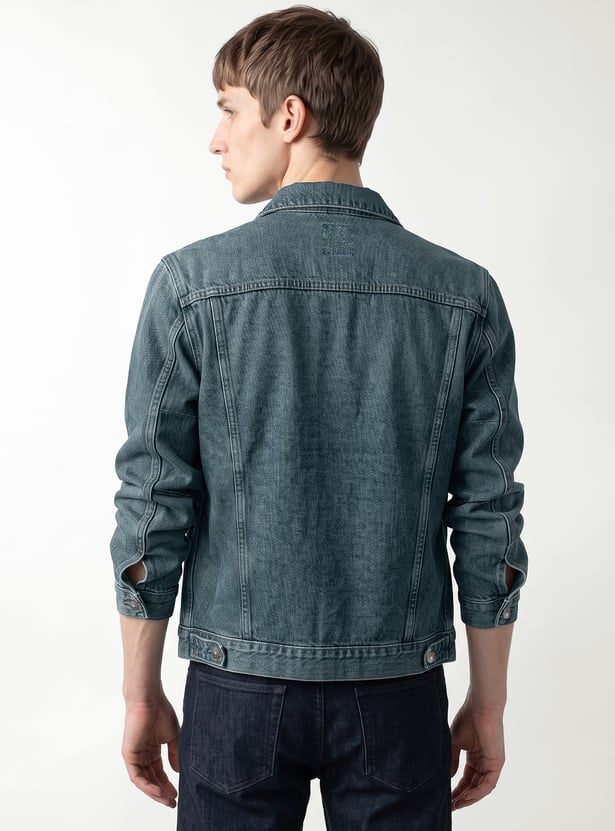 Men Solid Denim Jacket