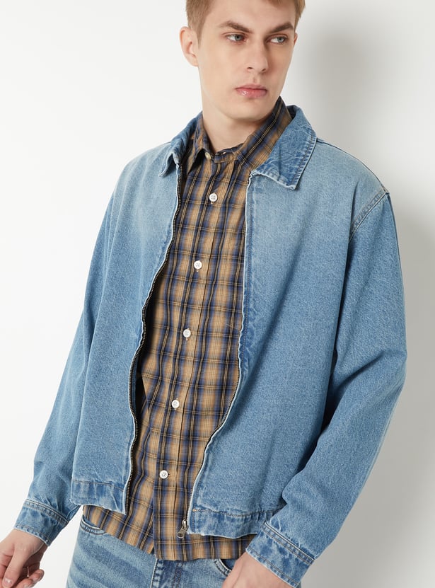 Men Solid Denim Jacket