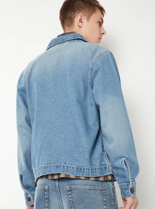Men Solid Denim Jacket