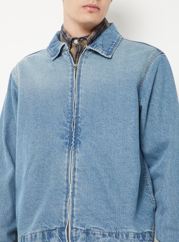 Men Solid Denim Jacket