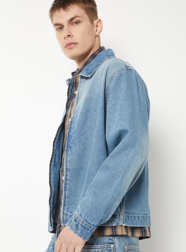 Men Solid Denim Jacket