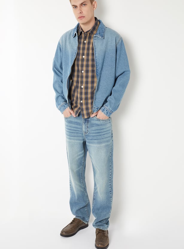 Men Solid Denim Jacket