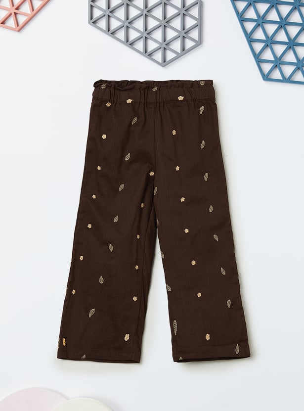 Girls Embroidered Trousers Set