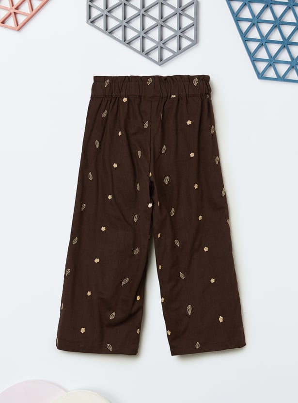 Girls Embroidered Trousers Set