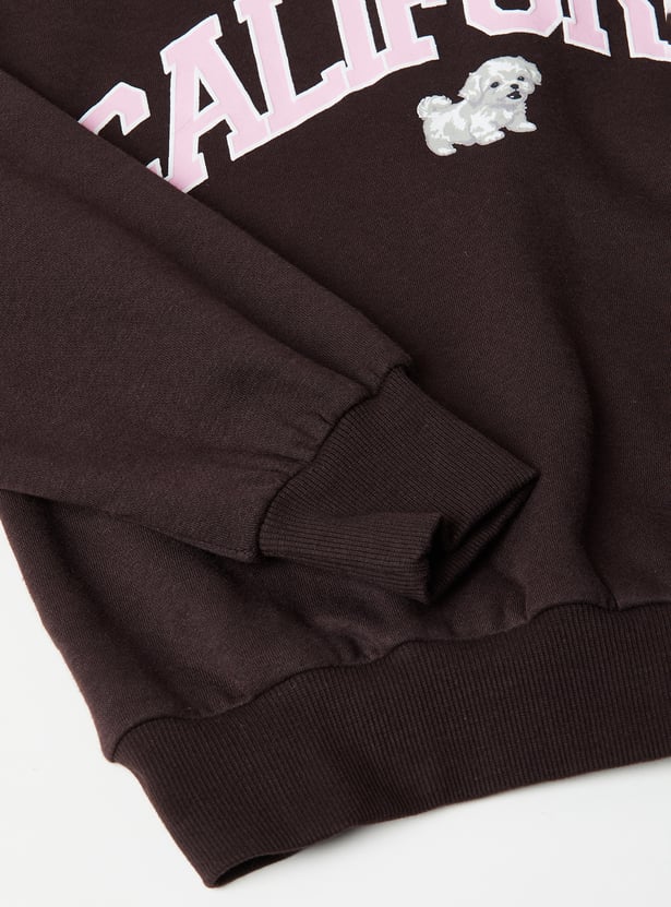 Girls Printed Hooded Sweatshirt