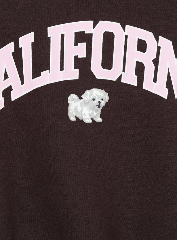 Girls Printed Hooded Sweatshirt