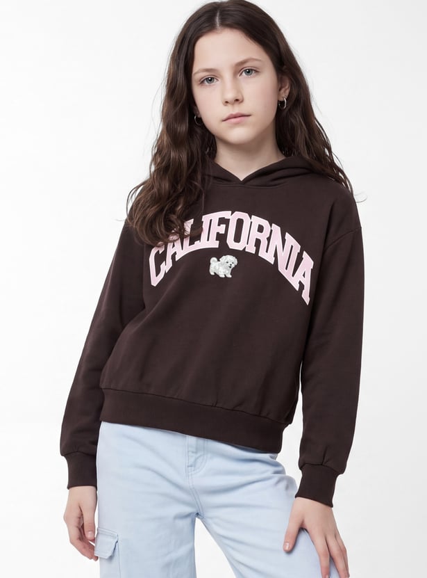 Girls Printed Hooded Sweatshirt