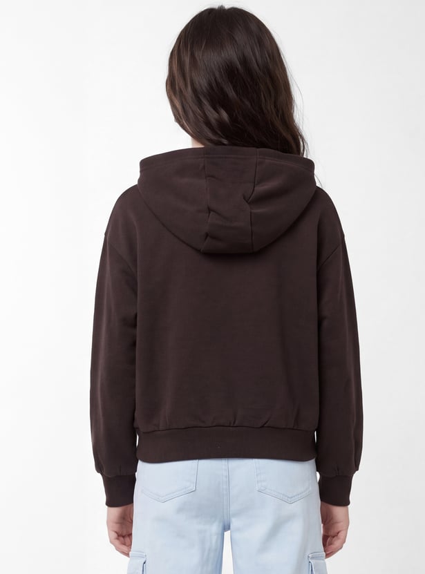 Girls Printed Hooded Sweatshirt